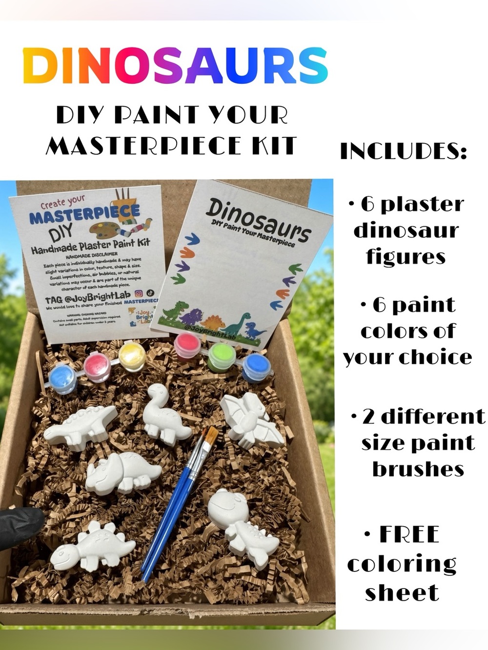 New DIY Dinosaurs Paint Your Plaster Masterpiece Box Kit for Kids Craft
